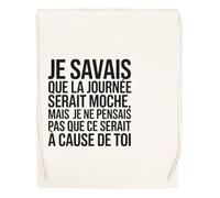 Capzy Je Savais Que La Journée Serait Moche Mais Je Ne Pensais Un Verre Bière Agresser Tasse Sac à Provisions Réutilisable Shopping Bag Beige