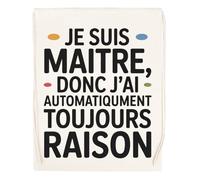 Capzy Je Suis Maître Donc J’ai Automatiquement Un Verre Bière Agresser Tasse Sac à Provisions Réutilisable Shopping Bag Beige