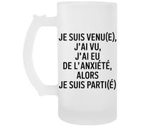 Capzy Je Suis Venu(E) J’ai Vu J’ai Eu De L’anxiété Un Verre Bière Agresser Tasse Chope À Biere Beer Mug