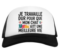 Capzy Je Travaille Dur pour Que Mon Chat AIT Une Un Verre Bière Agresser Tasse Casquette De Baseball Unisexe Blanche Et Noire Baseball Cap Unisex Black White