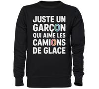 Capzy Juste Un Garçon Qui Aime Les Camions De Glace Noir Sweat-Shirt Jersey Unisexe Homme Femme Black Unisex Jumper