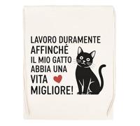 Capzy Lavoro Duramente Affinché Il Mio Gatto Abbia Bicchiere Birra Tazza Sac à Provisions Réutilisable Shopping Bag Beige