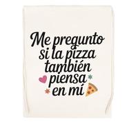 Capzy Me Pregunto Si La Pizza También Piensa En Mí Vidrio Cerveza Taza Sac à Provisions Réutilisable Shopping Bag Beige