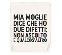 Capzy Mia Moglie Dice Che Ho Due Difetti Non Bicchiere Birra Tazza Sac à Provisions Réutilisable Shopping Bag Beige