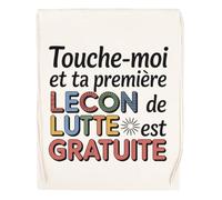 Capzy Touche-Moi Et Ta Première Leçon De Lutte Un Verre Bière Agresser Tasse Sac à Provisions Réutilisable Shopping Bag Beige
