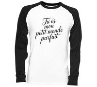 Capzy Tu ES Mon Petit Monde Parfait Blanc Unisex Baseball T-Shirt Mens Womens Baseball
