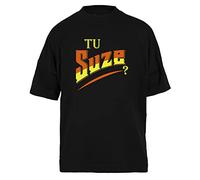 Capzy You Tu Suze Noir Unisex Ample T-Shirt Black Mens Womens Baggy