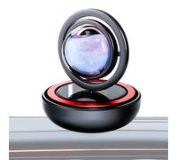 Car Air Freshener, Solar Powered Purifier, 3.94 Inches Double Ring Alloy Structure with Dashboard, Reusable Scent Diffuser for Vehicle Home Studio, Black Red Silver
