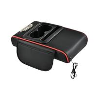 Car Armrest Booster Pad | Leather + High Resilience Sponge, 430g, 35x19x7cm | Universal Center Console Elbow Rest With Cup Holder Storage | Armrest Cushion Protector With Ambient Light