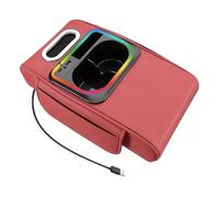 Car Armrest Box - Center Console Pad for Storage Support | PU Leather Heightening Cushion with Bottle Slot Side Pocket USB Interface Ambient Light Organizer for Truck SUV RV Interior