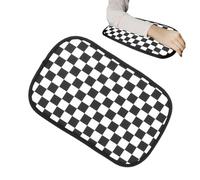 Car Armrest Cushion - Black White Checkered Auto Center Console Cover, Elastic Pad For Elbow Rest, Armrest Box Shield, Interior Accessory, Standard Size For Vehicle Truck Maintenance Use