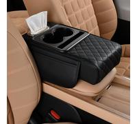 Car Armrest Cushion for SUV with Cup Holder,Multifunctional Car Armrest Cushion Universal,13.58x7.08x2.95 inch for Most Car Interior Accessories (Black)