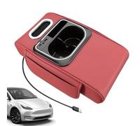 Car Armrest Pad - Heightening Console Cushion with Ambient Light Charging | 36x19x8cm Leather Build, Side Pocket Storage, Tissue Box Slot, Type-C USB Ports, 5A Fast Charge Support, Driver Comfort