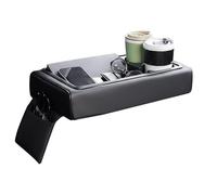 Car Armrest Storage Box, Leather Auto Organizer, Console Organizer with Compartments, authentic Vehicle Storage Solution for SUV Truck, Road Trip Camping Family Trip Activities Snack Time Daily