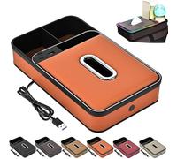 Car Armrest Storage Box with LED Ambient Lighting,Car Center Console Organizer with Cup Holder and Tissue Box,Colorful Light and USB/PD Fast Charging,Universal for Most Vehicles (Orange)