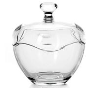 Car Bomboniere Lara Bonbonnière en Verre avec Couvercle, 14 cm de Hauteur et 13 cm de Diamètre, Transparent