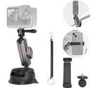 Car Camera Mount with Phone Holder, Metal Suction Cup Mount for Phone/Action Camera Hero 13 12 Pocket 3 Action 4 3 X4 X3 with Ball Head and Magic Arm