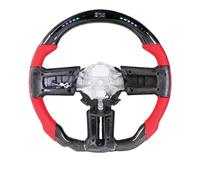 Car Carbon Fiber LED Steering Wheel Compatible For Ford And Mustang EcoBoost Compatible For GT 2012-2014 Racing Red Perforated Leather