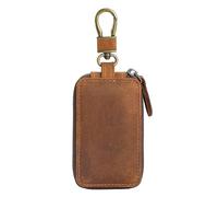 Car Case - Vintage Leather Smart Fob Holder, Zipper Pouch | Portable Wear-Resistant Wallet for Cards, Small Storage for Men Women Drivers, Minimalist Pocket Organizer Cover