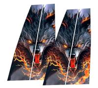 Car Center Pillar Sticker Waterproof Black Wolf Flames Accessory