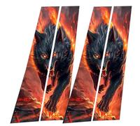 Car Center Pillar Sticker Waterproof Black Wolf Flames Accessory