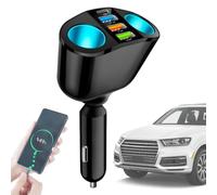 Car Charger - 66W Fast Charging | USB C Car Charger | 360° Rotating, Type-C QC3.0, Digital Display, Multi-Functional Lighter, USB Expansion Port, for Phone GPS Devices