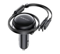 Car Charger Acefast B13, 53w, 2xusb-C, With Retractable Cable (Black)