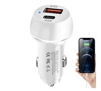 Car Charger - Adaptateur en métal USB, type C Fast | 60 W High-Speed Charging Accessory With PD Port, Compact Auto Power Adapter For Smartphones Tablet GPS Devices While Driving