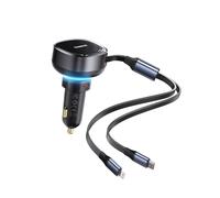 Car Charger Baseus Enjoyment USB-C with USB-C Cable and Lightning 60W (Black)