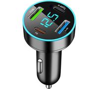 Car Cigarette Lighter Charger 4 Usb Ports 53 W ¿ Dual Pd & Qc3.0 With Led Voltmeter ¿ Compatible With Iphone, Android, Samsung, Tablet