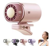 Car Clip on Air Conditioner Fan with LED Display,360° Rotation 199 Speeds Adjustable Fan with USB Rechargeable,Portable Mini Personal Cooling Fans with Wide Clamp for Truck Tent (Pink)