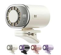 Car Clip on Air Conditioner Fan with LED Display,360° Rotation 199 Speeds Adjustable Fan with USB Rechargeable,Portable Mini Personal Cooling Fans with Wide Clamp for Truck Tent (White)