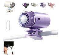 Car Clip On Fan Air Conditioner with Led Display,360° Rotation,199 Speeds Adjustable Portable Mini Cooling Fans,Usb Rechargeable Personal Cooling Mini Fans for Office Beach Truck Tent (Purple)