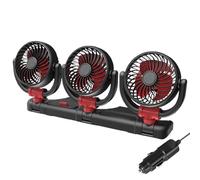 Car Cooling Fan, Triple Head Rotating, 12v 24v Vehicle Fan Speed Airflow, Portable Car Cooling System for Truck Van Suv Rv Road Trip Travel Hot Weather Ventilation Strong Airflow Comfort 44.3x14.