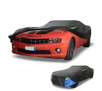 Car Cover Waterproof All Weather 210D, UV Sun Rain Protection, for Camaro with Left Side Zipper, Black & Blue Protéger la Peinture de la Voiture