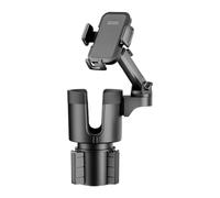 Car Cup Phone Mount - Multifunctional Beverage Slot Expander Bracket, Secure Cellphone Holding System, Height Adjustable Swivel Base | Automotive Interior Space Saver, 1 Hand Opration Support, Road