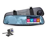 Car Dash cam DVR 4.3 ""Écran Tactile Écran 1080P Double Objectif Caméra Voiture Enregistreur Vidéo Rétroviseur avec caméra de recul