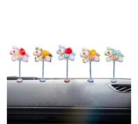 Car Dash Decorations,5 Piece Non-Obstructive Cute Funny Ornament - Cultural Prosperity Touch Horse Figure Aesthetics - For Women Men Home Office Desk Auto Interior Dash Board Rearview Mirror