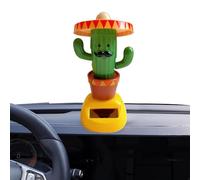Car Dashboard Ornaments - Solar Powered Shaking Head Cactus | Dancing Cute Car Accessories | For Auto, Vehicle, SUV, Truck, Sedan, Driver, Birthday, Christmas, Road Trip, Travel, Solar Swing Toy