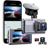 Car Dashcam Front and Rear Dasch Cam 4K with GPS 5Ghz WiFi Dash Cam with 64GB SD Car Camera with Parking Monitoring/Super Night Vision/Loop Recording