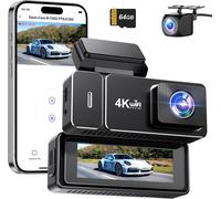 Car Dashcam Front Rear 4K+1080P, WiFi In-Car Camera with 2.99 Inch IPS App with Free 64GB Card, Car Camera with Night Vision, Parking Monitor