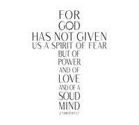 Car Dieu ne nous a pas donné un esprit de peur Stickers muraux 68x95.1cm Peinture murale artistique Noir
