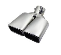 Car End Pipes Embout d'échappement double sortie silencieux arrière acier inoxydable bouche carrée tuyau d'échappement entrée d'embout silencieux tuyau d'échappement voiture 60mm(Silver Curved)