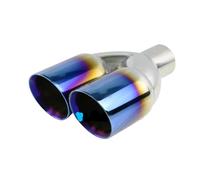 Car End Pipes Interface universelle tuyau d'échappement voiture double sortie ronde 51mm silencieux 76mm noir et bleu(L1EM20212a)