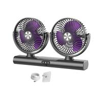 Car Fan | Double Head USB Rechargeable 3 Speed | Versatile Mounting Options