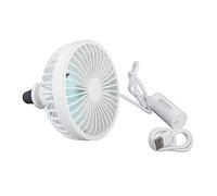Car Fan LED Light Air Vent Clip Fan 3 Speed Strong Wind USB Charging Cars Tables Office (Blanc)