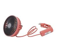 Car Fan LED Light Air Vent Clip Fan 3 Speed Strong Wind USB Charging Cars Tables Office (Rouge)