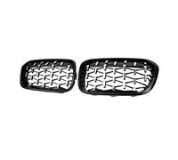 Car Front Grill Kidney Grilles Pour BMW Série 1 F20 F21 Grilles de pare-chocs avant voiture Grille course diamant rein Accessoires calandre argentée(Black Silver)
