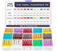 Car Fuses Set Of 168 12v-32v,114 Mini Fuses For Auto+ 54 Medium Automotive Fuses + 1 Fuse Puller (2a/3a/5a/7.5a/10a/15a/20a/25a/30a/35a/40a)