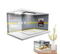 Car Garage Display Case - Acrylic Model Showcase, LED Lighted Parking Scene, USB Powered Base | Collector Diorama Stand for Living Room Office Shelf Decor Gift